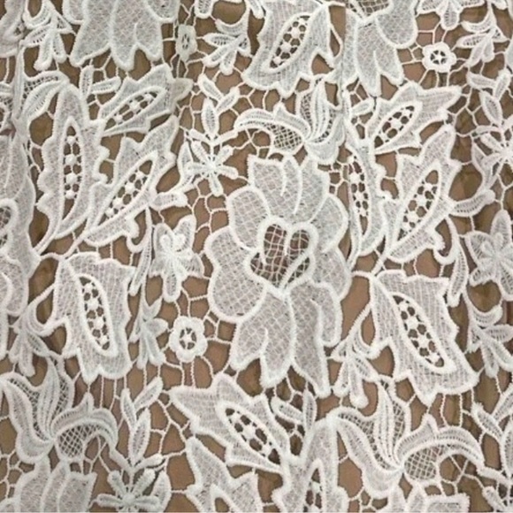 Dresses & Skirts - New Chic Embroidered Lace Overlay Bodycon Knee Length Dress White Tan